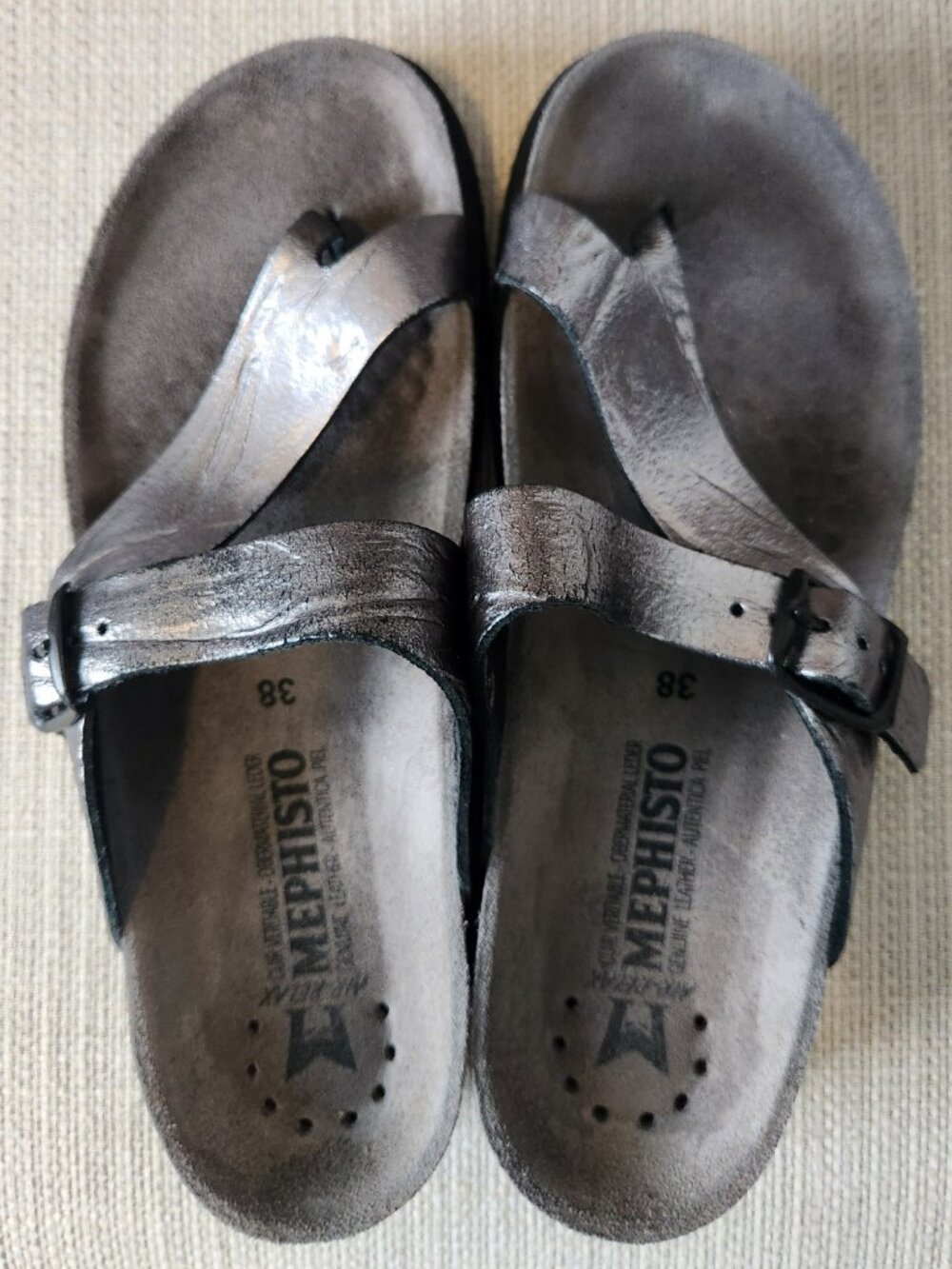 Mephisto Helen Sandals - Platinum/Grey, size 38